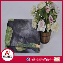 Warm Soft Horse Pattern Animal Printed Mirco Mink Blanket Back Sherpa Fleece Blanket